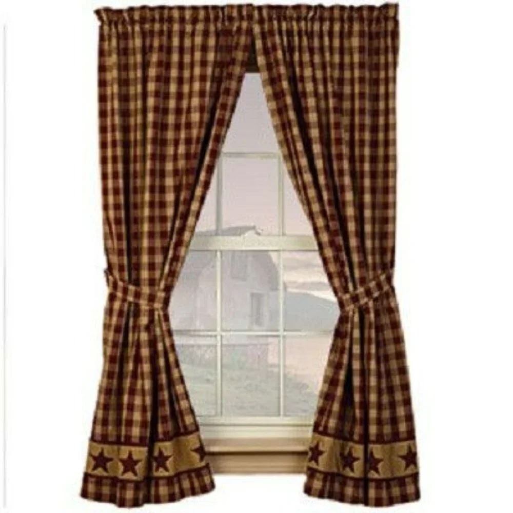 The Country House CollectionBlack Farmhouse Star 36x62” Curtain Panels 1 Pair